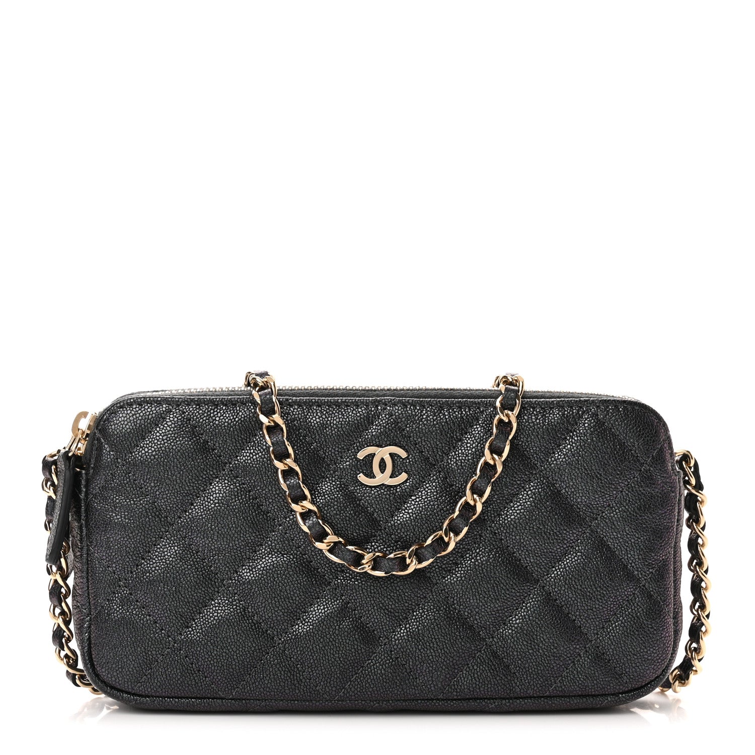 Chanel Iridescent Caviar Quilted Small Clutch With Chain Black 1 of 12