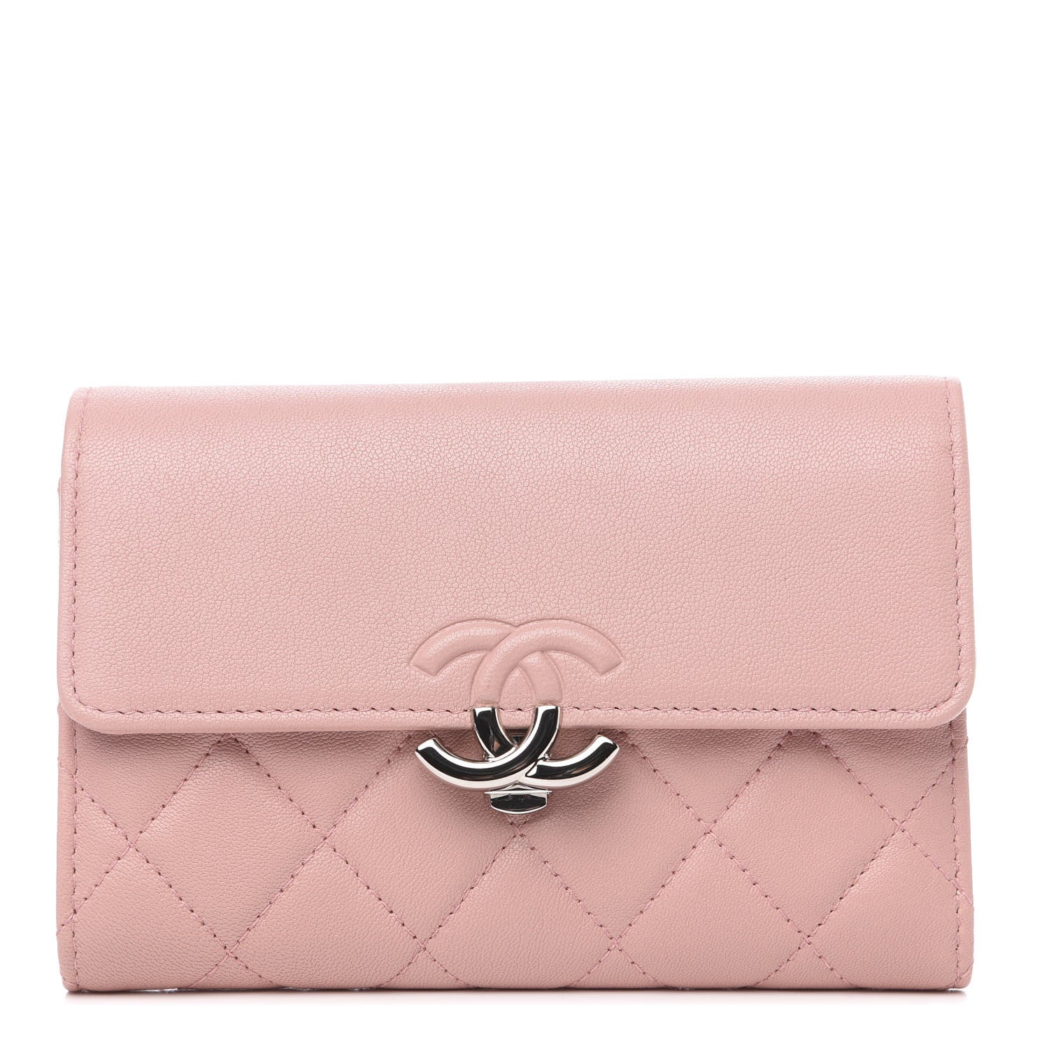 Chanel Lambskin Quilted CC Box Flap Wallet Light Pink 1 of 7
