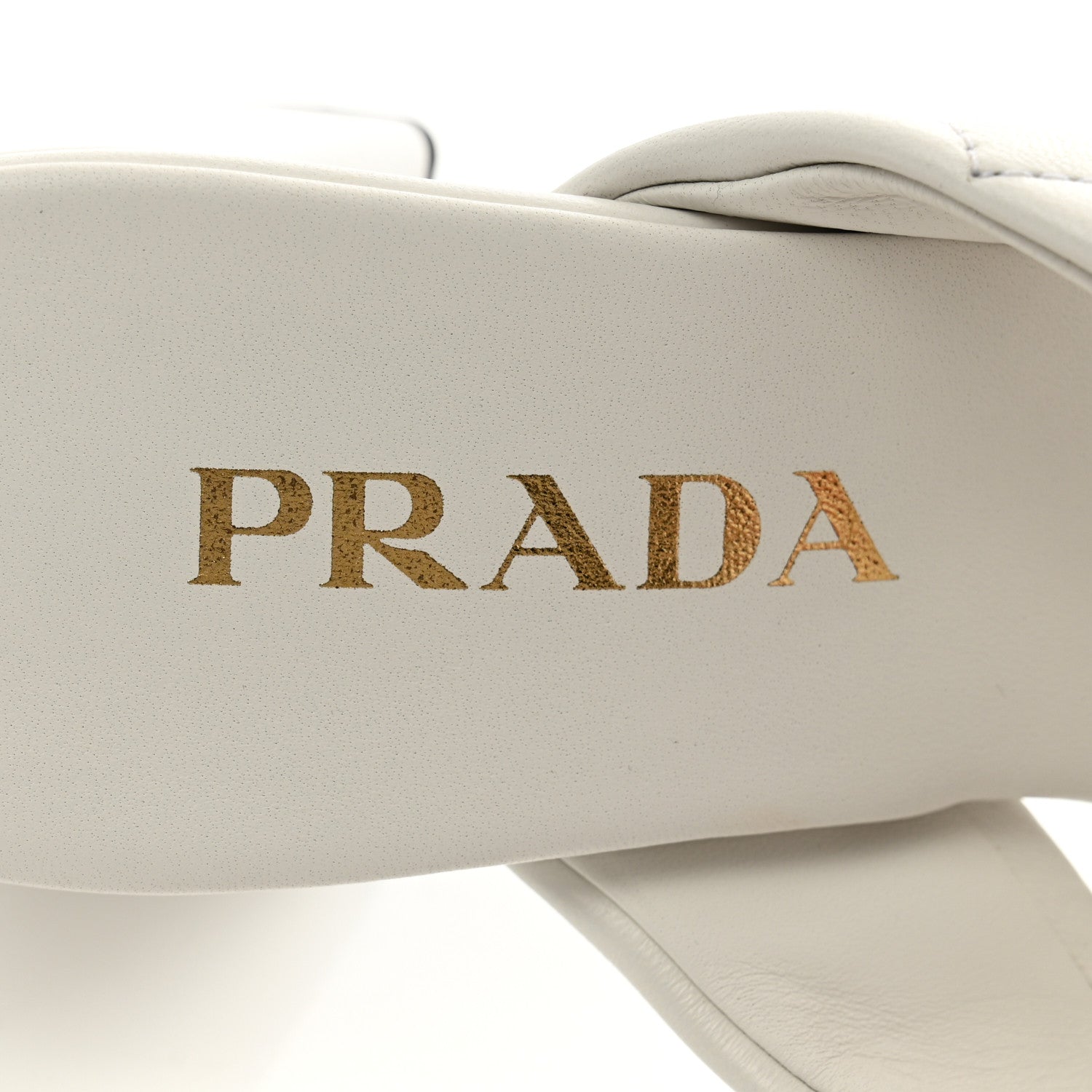 Prada Nappa Logo Quilted Crisscross 65mm Block Heel Slide Sandals  36 White 7 of 9