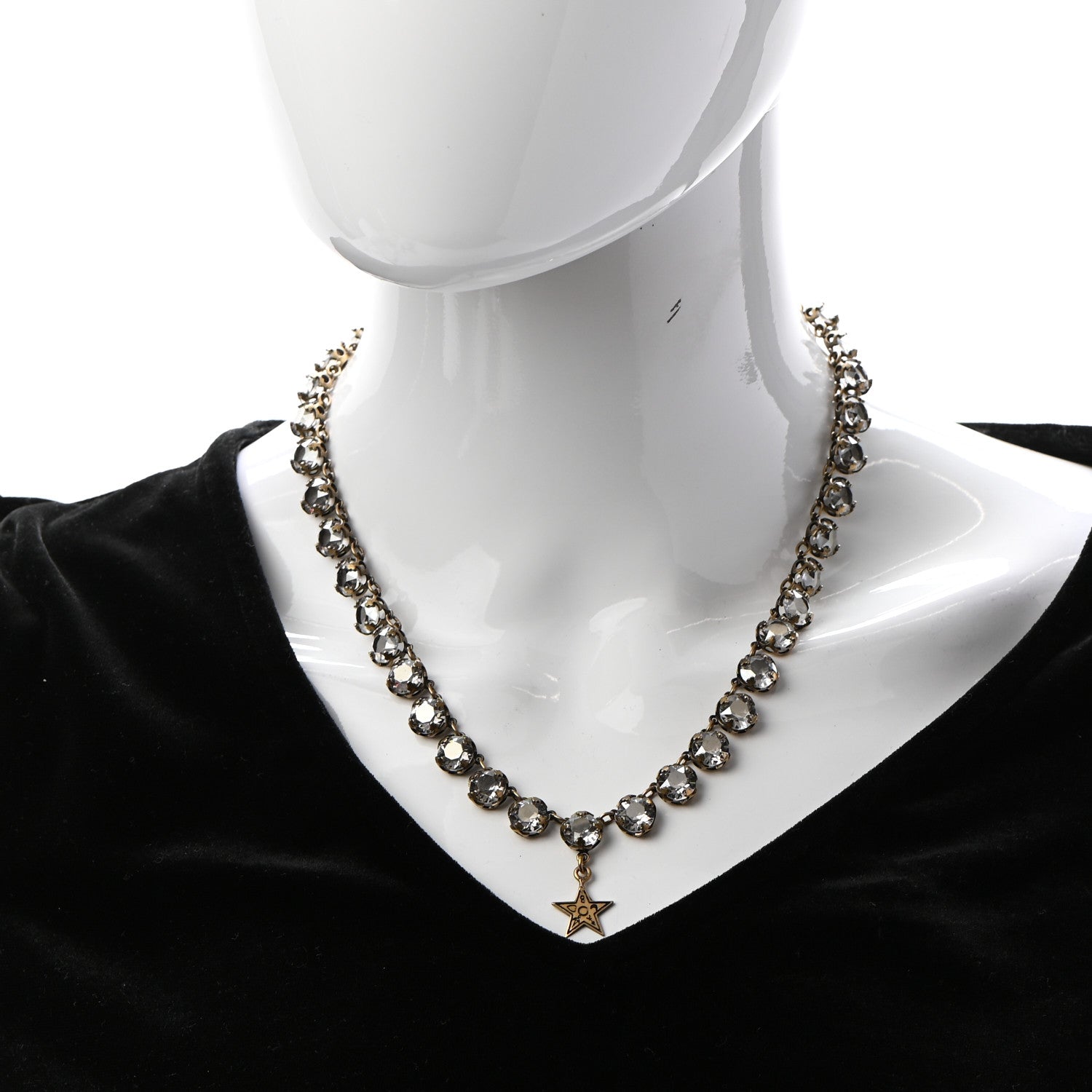 Christian Dior Crystal Star Necklace Gold 2 of 6