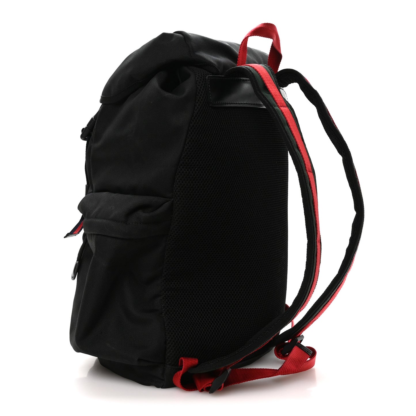 Techno Canvas Web Double Buckle Backpack Black