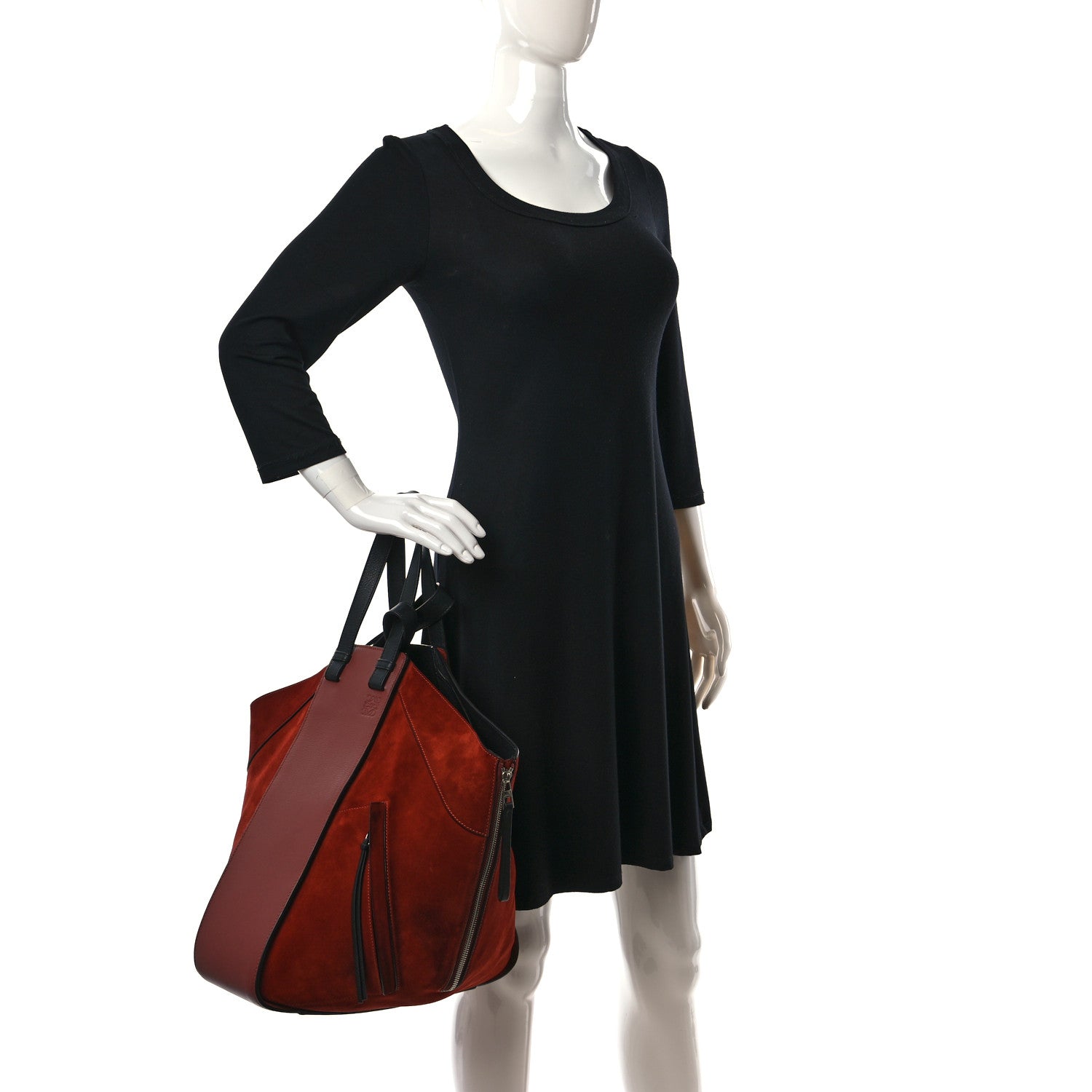 Loewe Calfskin Suede Hammock Shoulder Bag Red 2 of 14
