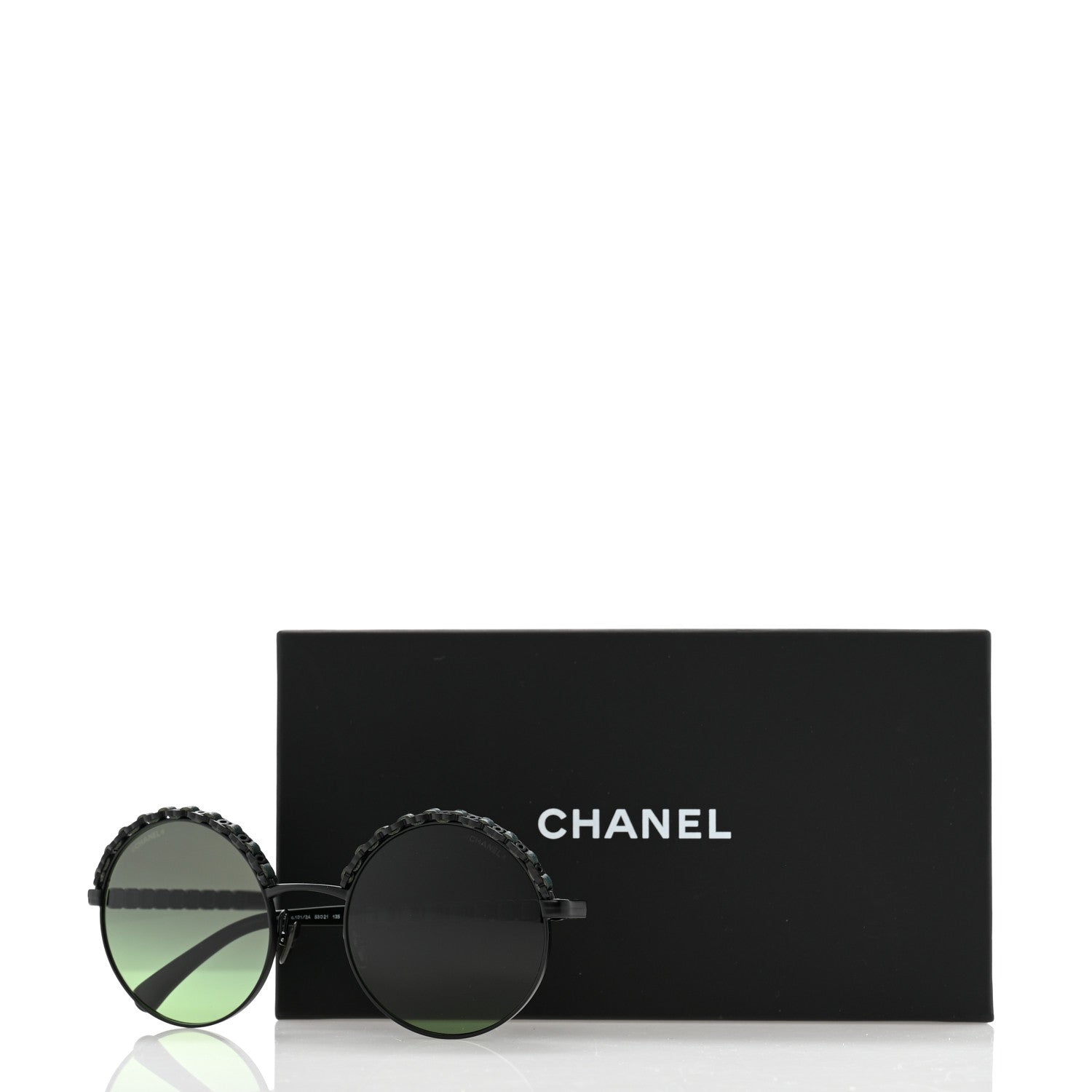 Chanel Metal Calfskin Round Chain Sunglasses 4265-Q Black 8 of 8
