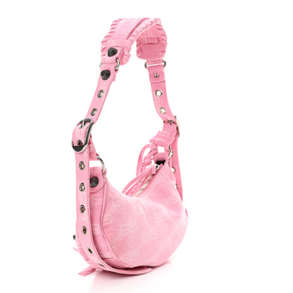 Balenciaga Denim BB Monogram Le Cagole Shoulder Bag XS Pink 4 of 11
