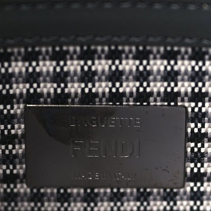 Fendi Wool Vitello King Houndstooth FF Embroidered Baguette Grigio Anthracite 6 of 9