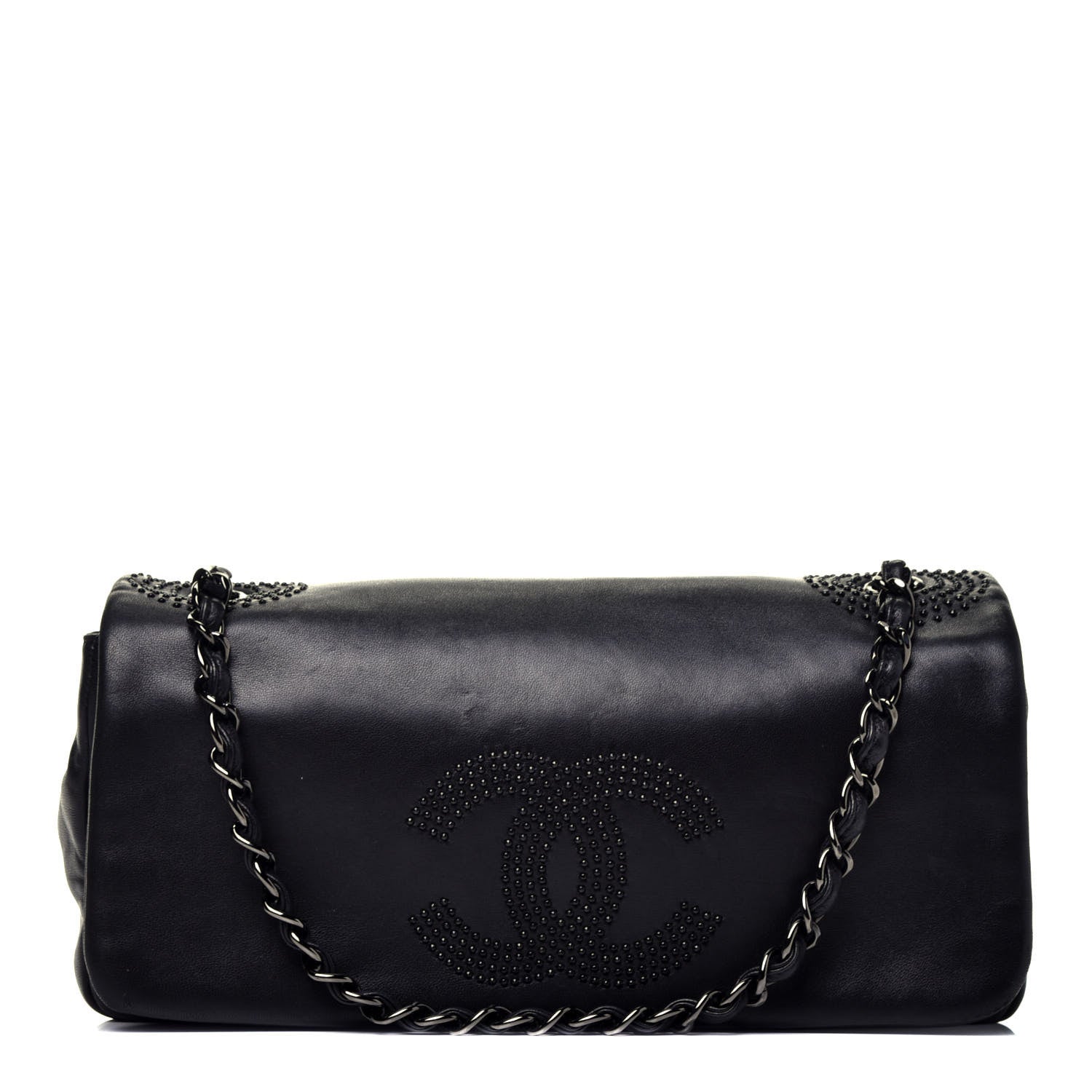 Chanel Lambskin Studded CC East West Flap Black 1 of 9