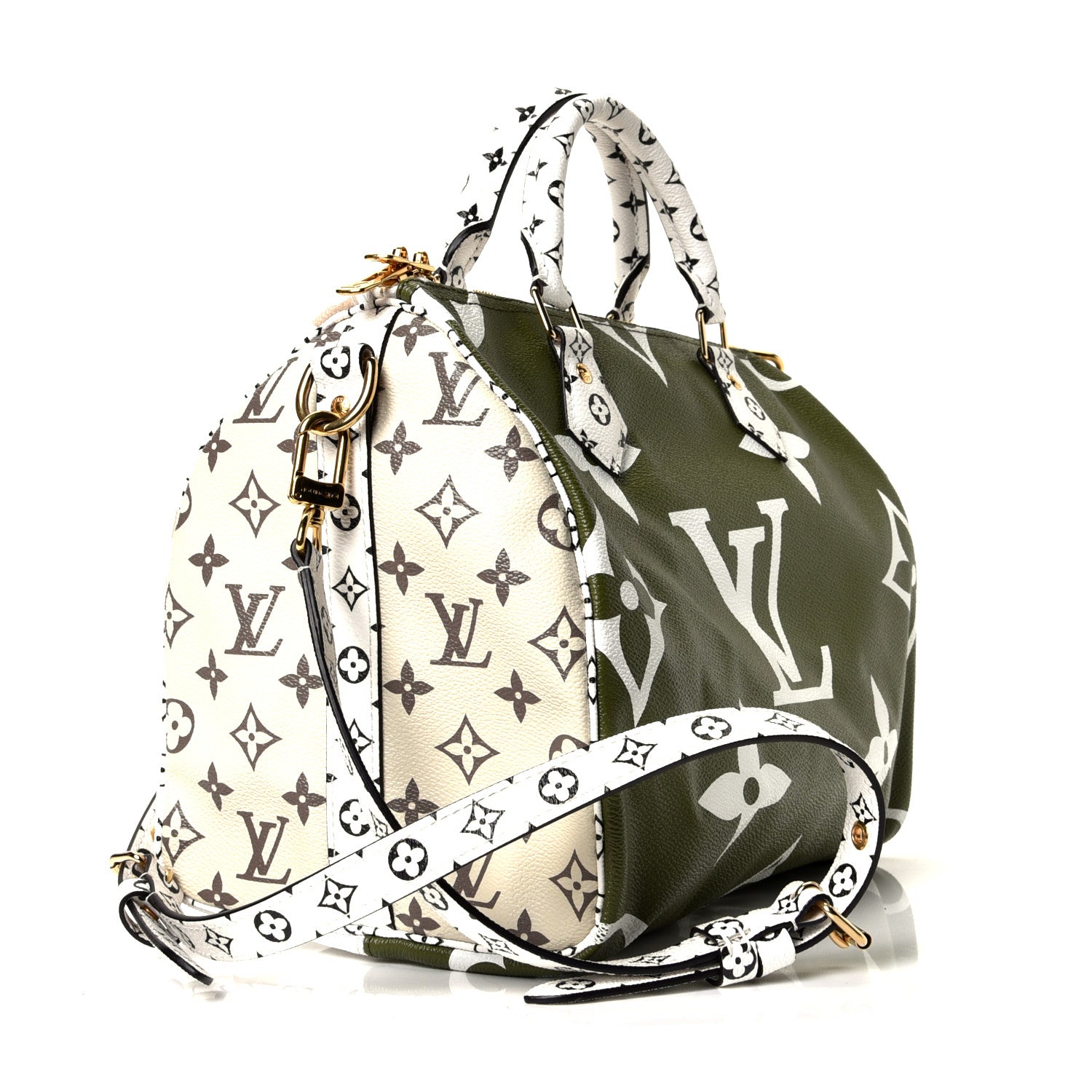 Louis Vuitton Monogram Giant Speedy Bandouliere 30 Kaki Beige 2 of 4