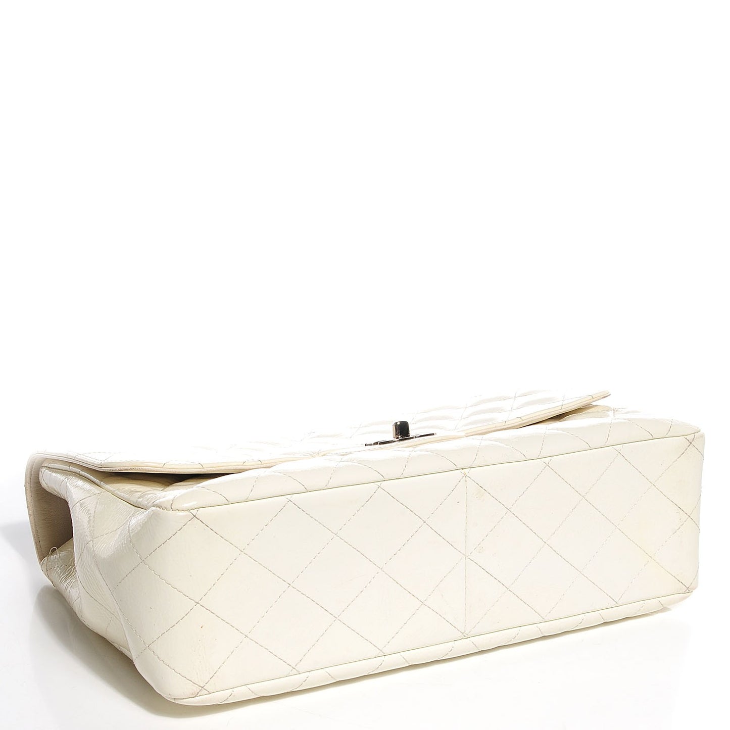Distressed Patent Jumbo Single Flap White