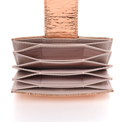 Christian Dior Ceramic Effect Deerskin Diorama Gussetted Card Holder Gold 5 of 10