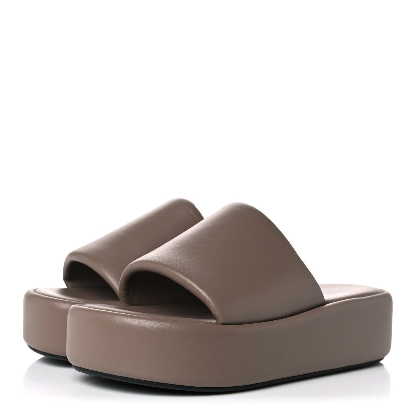 Smooth Nappa Logo Rise Platform Sandals 39 Beige White