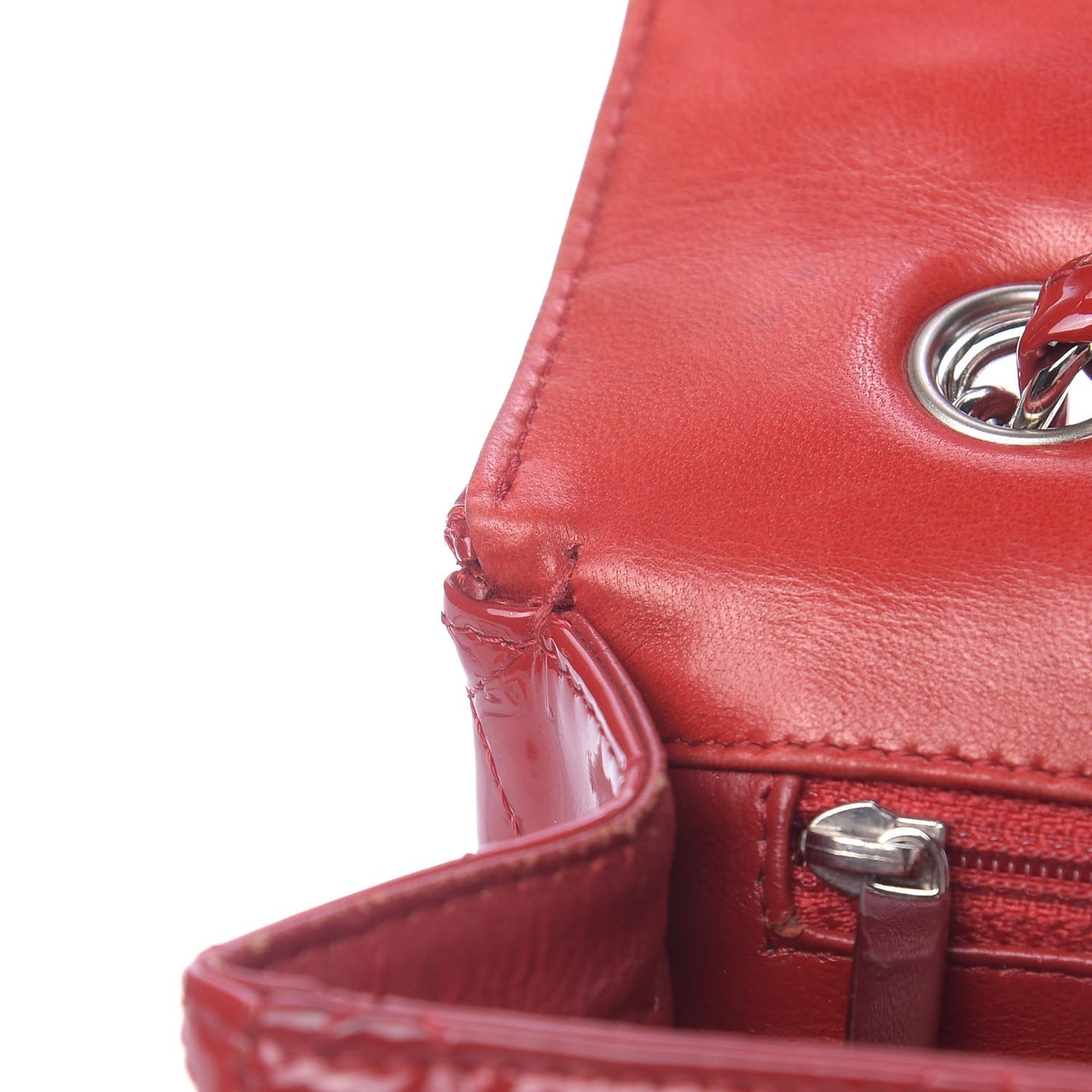 Patent Quilted Jumbo Single Flap Red
