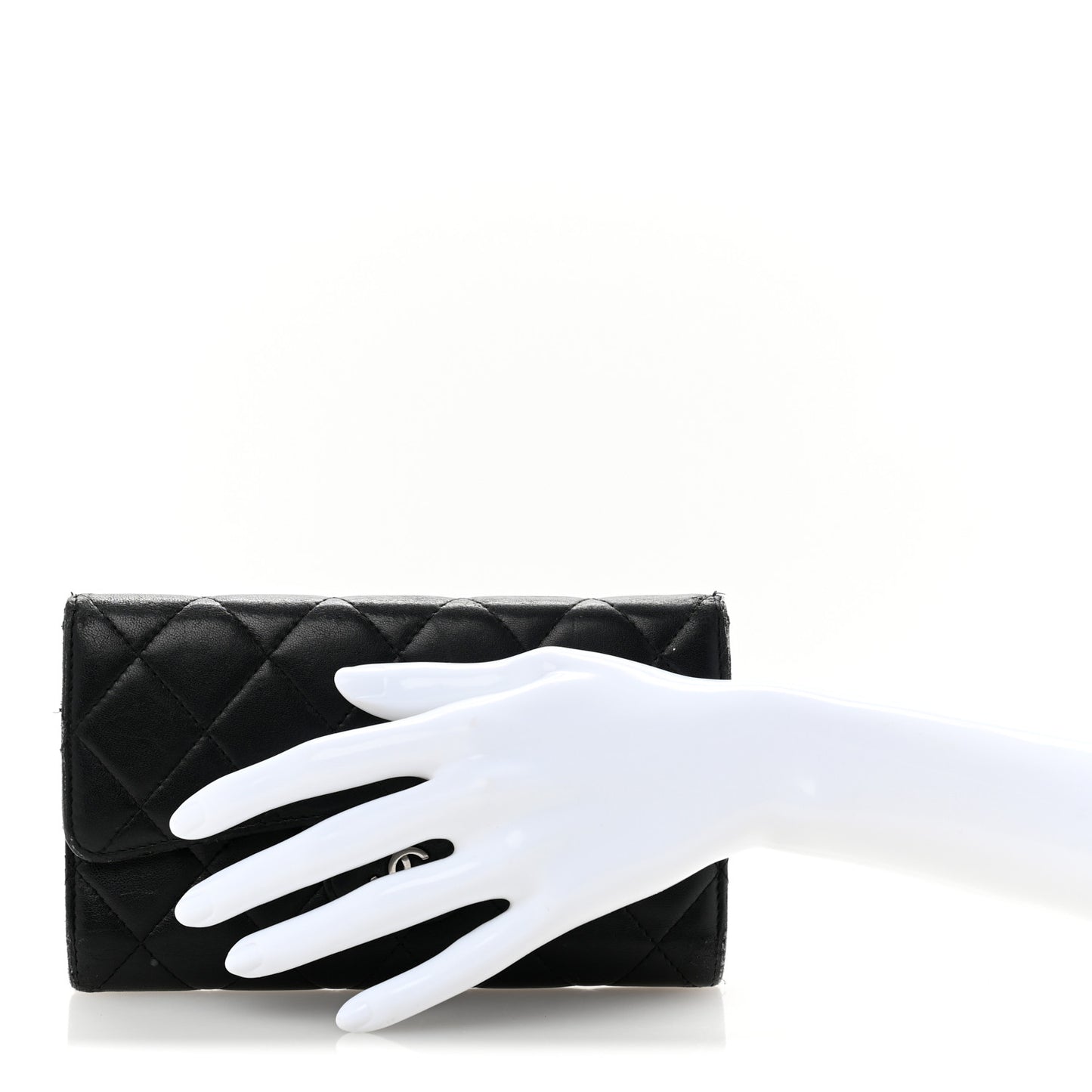 Lambskin Quilted Large Flap Wallet Black