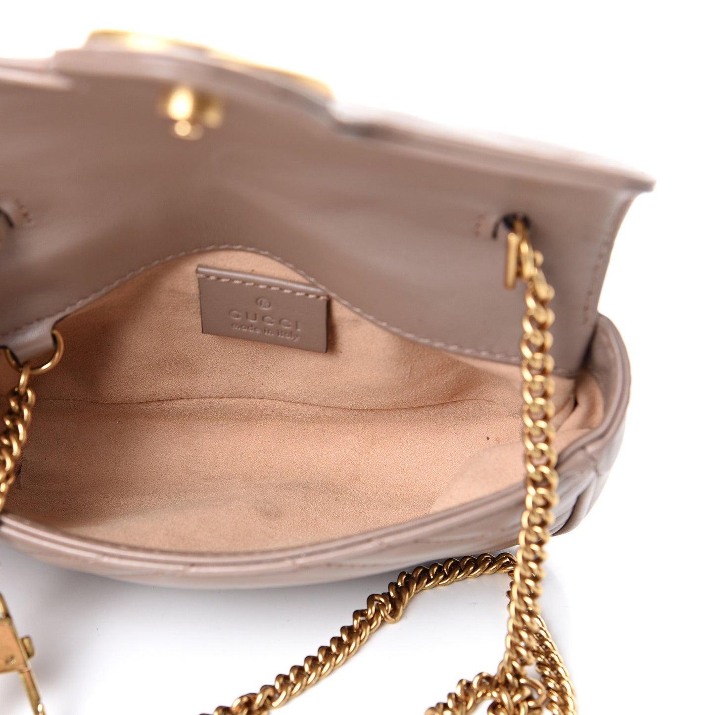 Calfskin Matelasse Super Mini GG Marmont Shoulder Bag Porcelain Rose