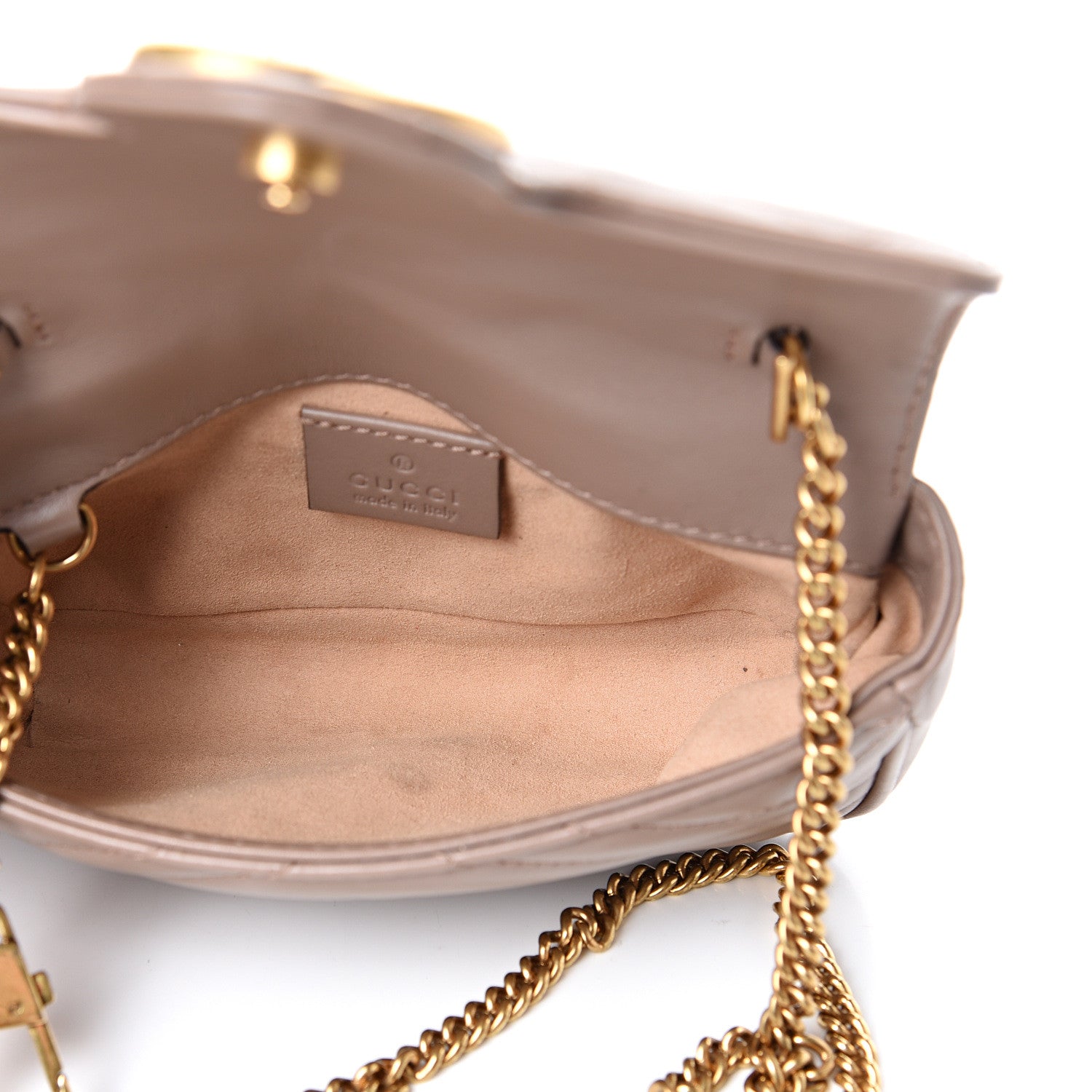 Gucci Calfskin Matelasse Super Mini GG Marmont Shoulder Bag Porcelain Rose 4 of 14