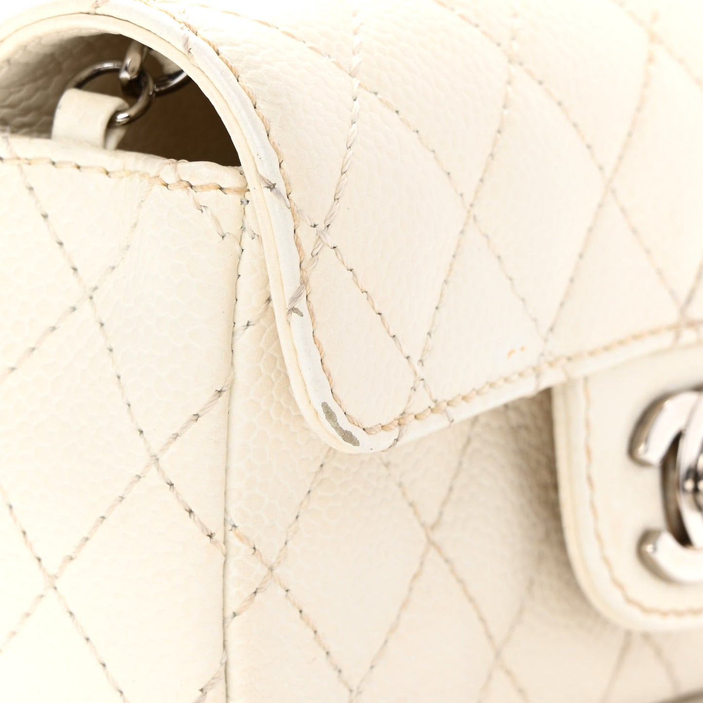 Caviar Quilted Extra Mini Flap White