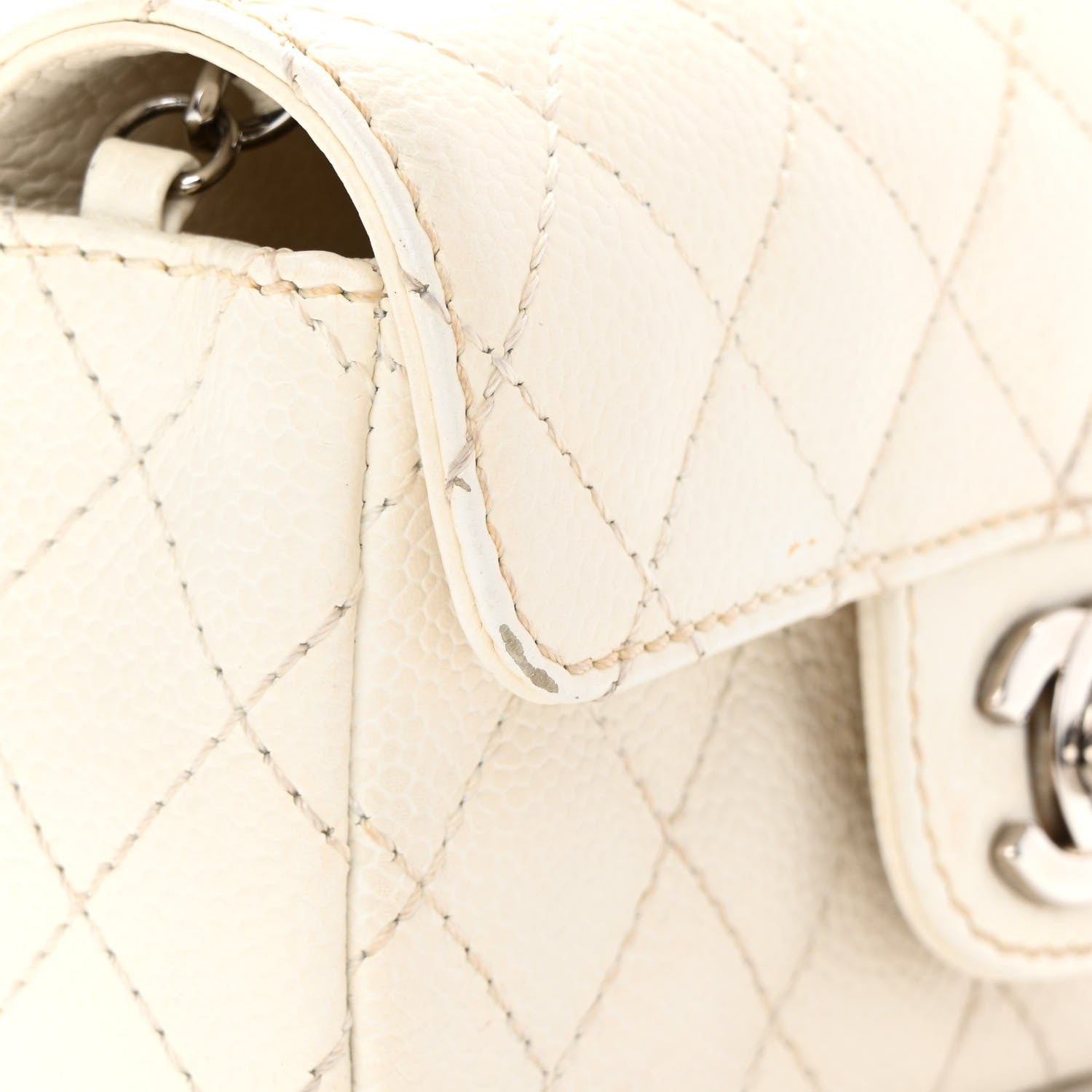 Chanel Caviar Quilted Extra Mini Flap White 14 of 15