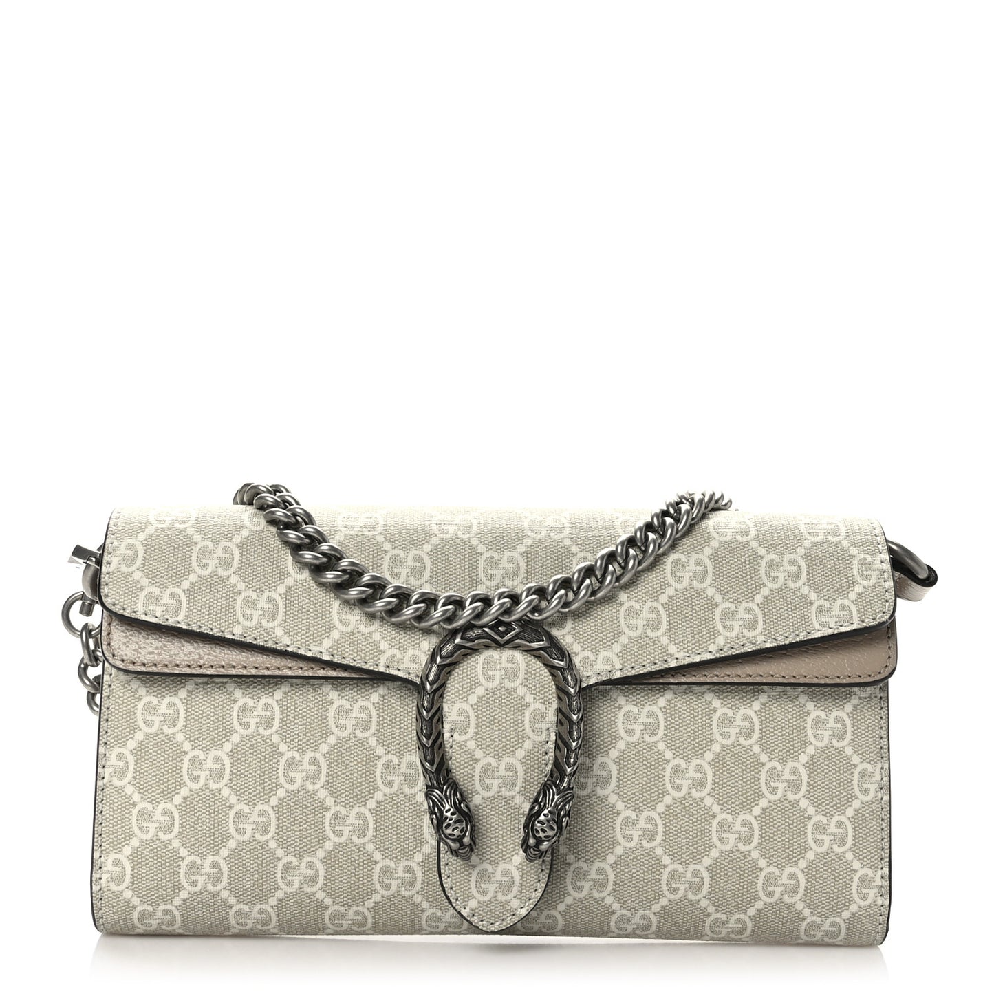 GG Supreme Monogram Textured Dollar Calfskin Dionysus Small Shoulder Bag Beige Mystic White Oatmeal
