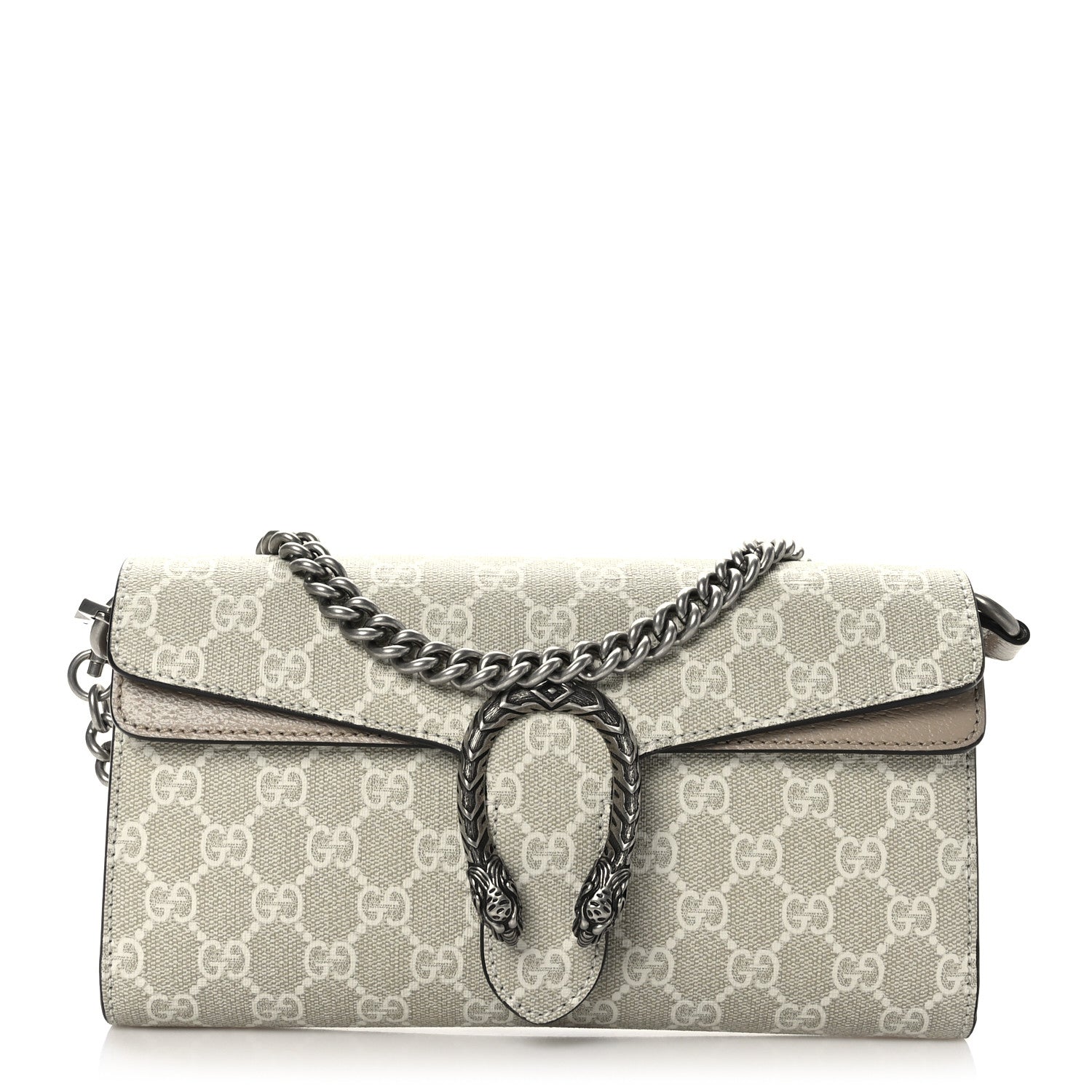 Gucci GG Supreme Monogram Textured Dollar Calfskin Dionysus Small Shoulder Bag Beige Mystic White Oatmeal 1 of 10