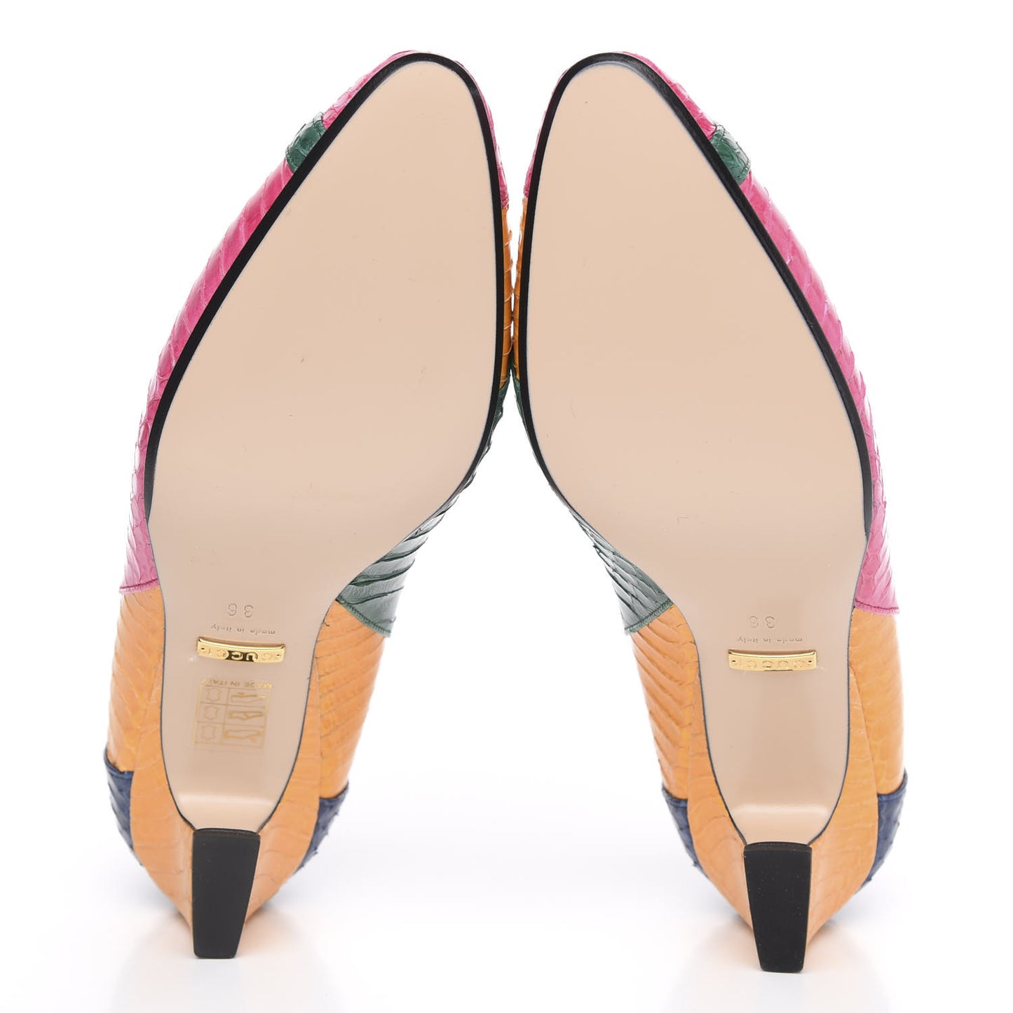 Snakeskin Crystal Double G Pumps 36 Pink