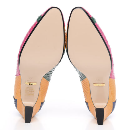 Gucci Snakeskin Crystal Double G Pumps 36 Pink 5 of 9