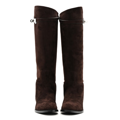 Hermes Supple Suede Goatskin Kelly Jumping Boots 39 Marron Ebene 2 of 10