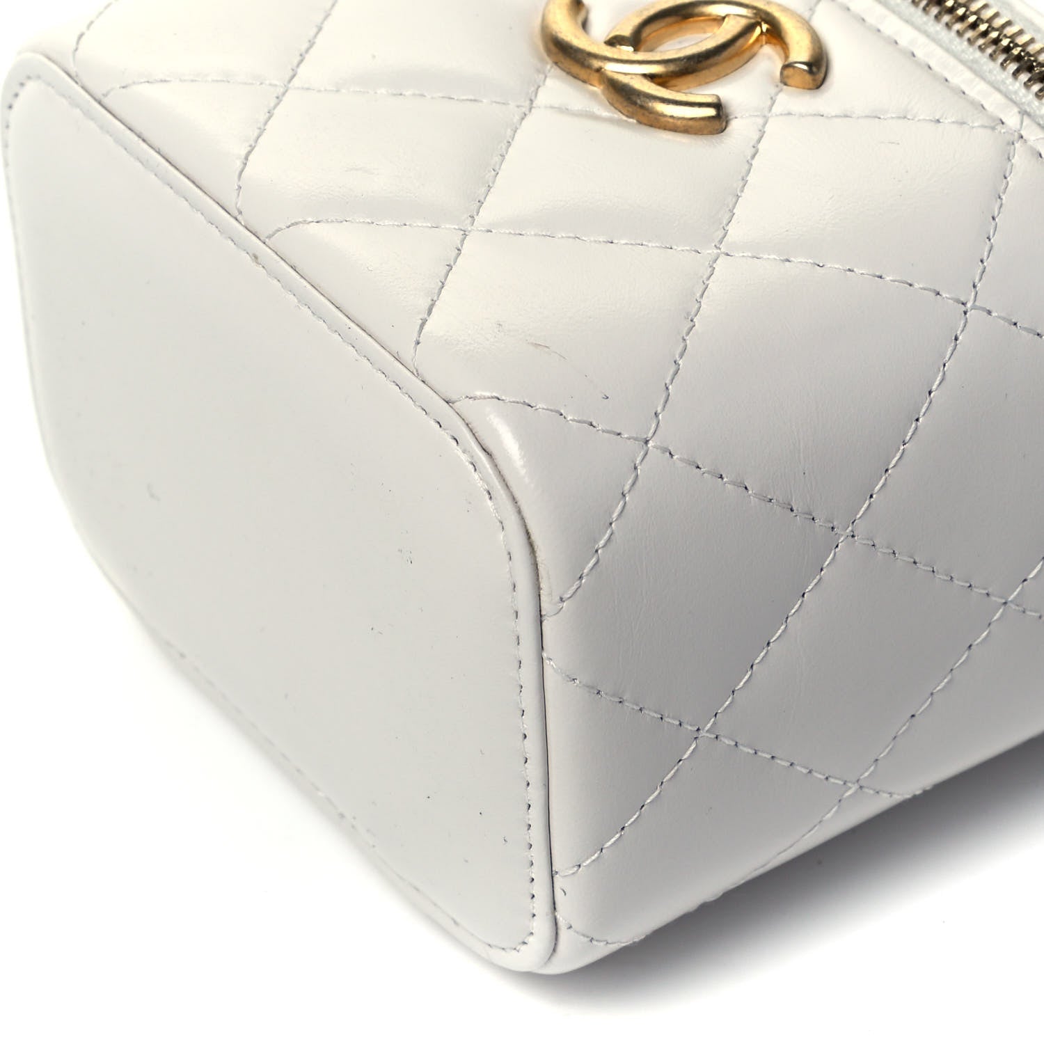 Chanel Calfskin Quilted Mini Perfect Fit Vanity Case With Chain White 9 of 9