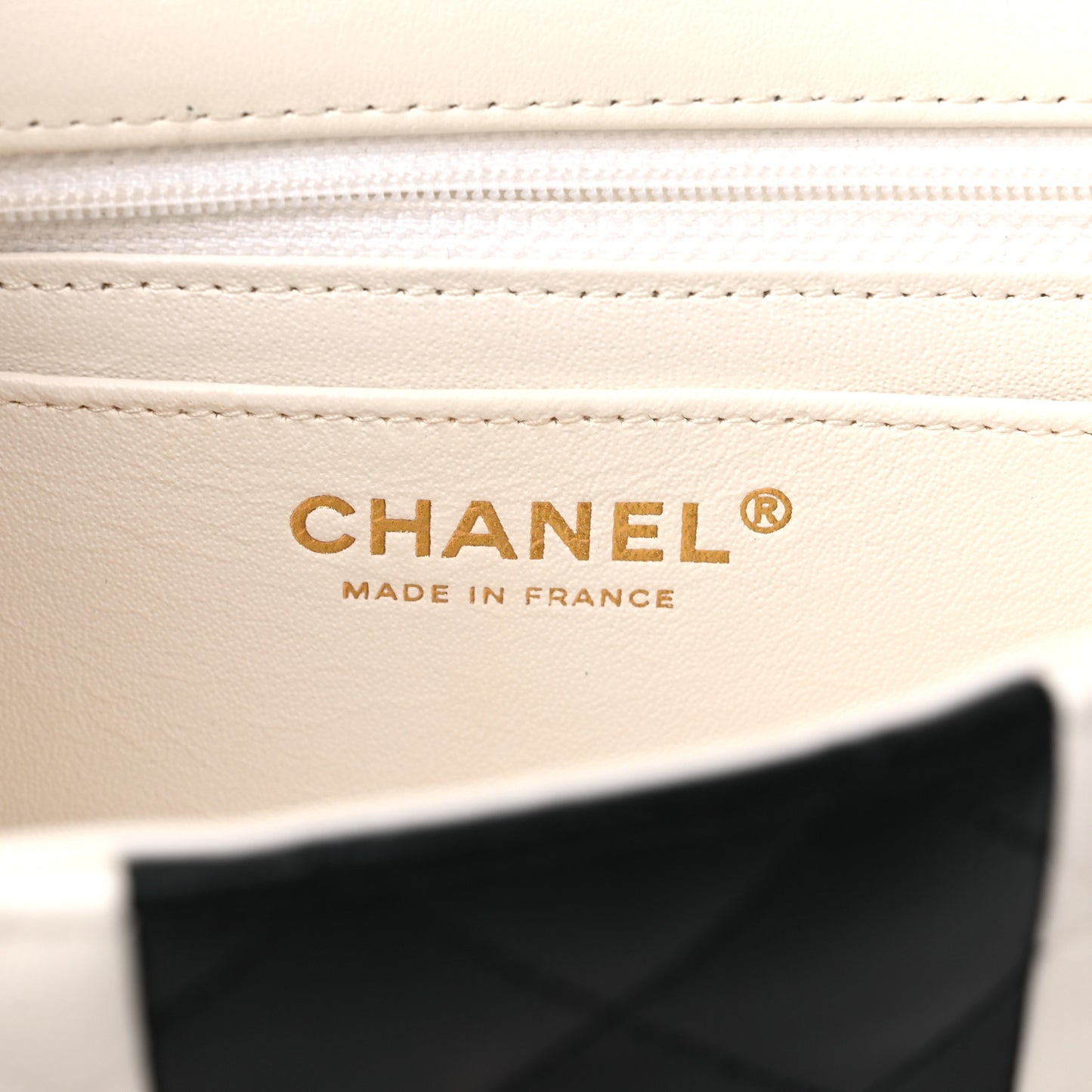 Lambskin Quilted Mini Rectangular Flap White Black