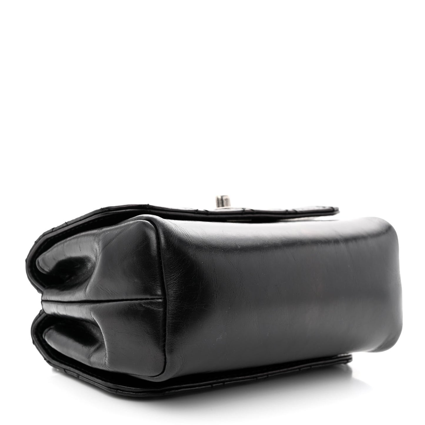 Aged Calfskin Quilted Double Sided Flap Black