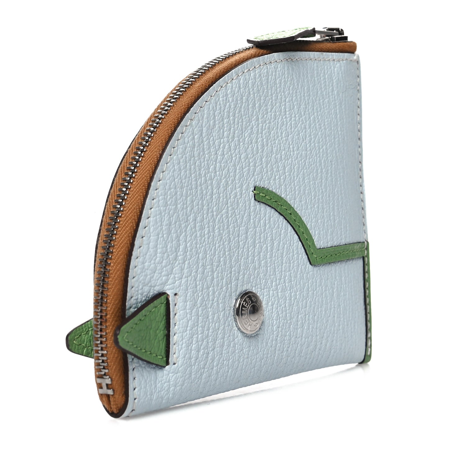 Chevre Mysore Paddock Change Purse Blue Brume Vert Criquet