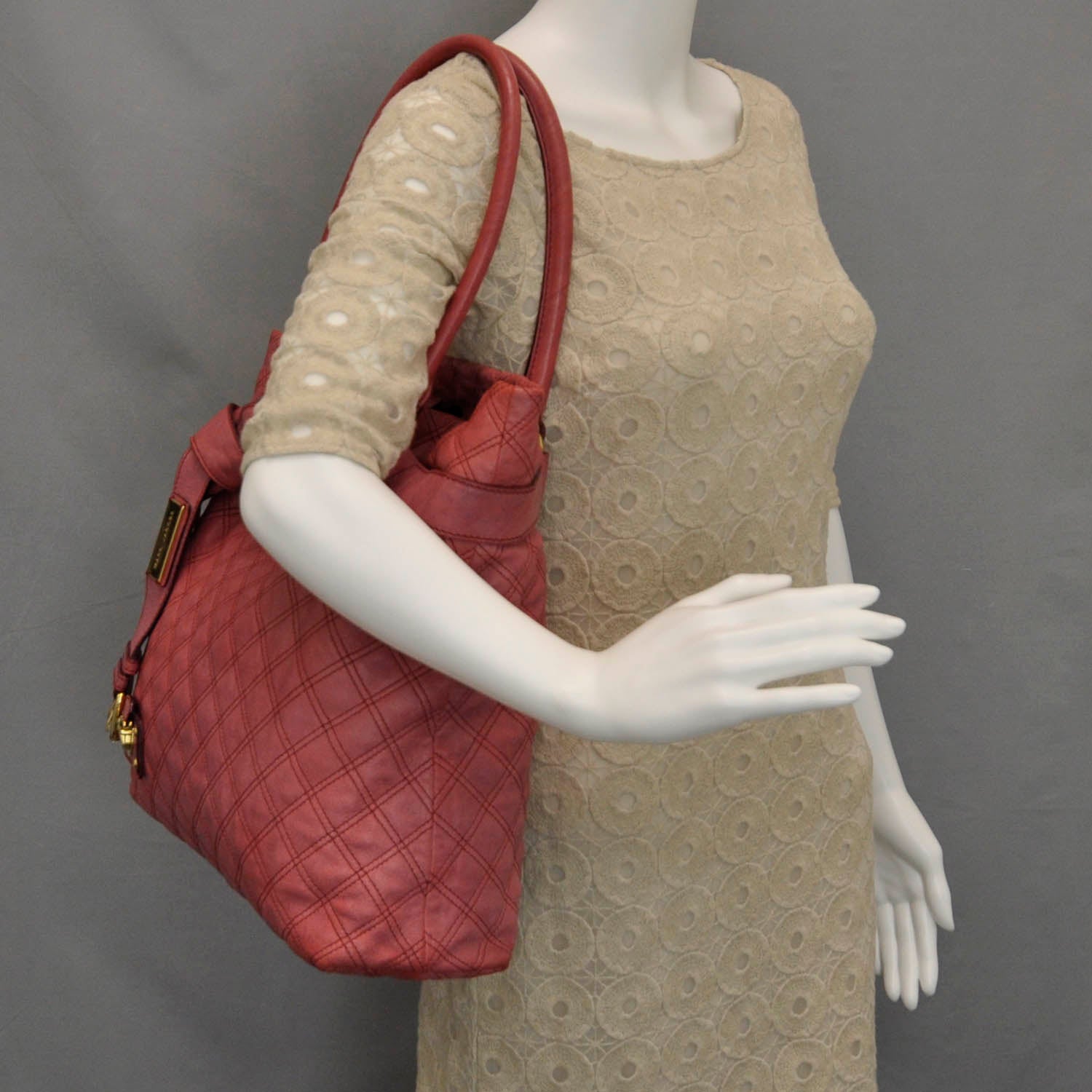 Marc Jacobs Leather Quilted Bruna Tote Raspberry 2 of 10
