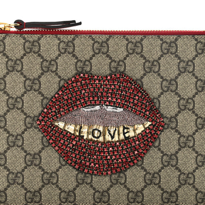 Gucci GG Supreme Monogram Merveilles Lips Zip Pouch Hibiscus Red 8 of 10