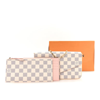 Louis Vuitton Damier Azur Pochette Felicie Chain Wallet Rose Ballerine 11 of 11