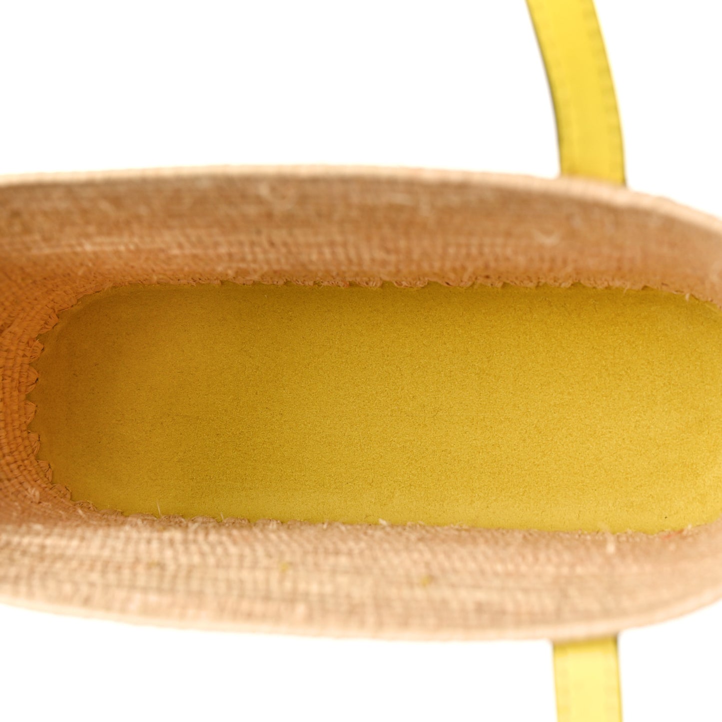 Raffia Square Mini Anagram Basket Tote Bag Natural Yellow