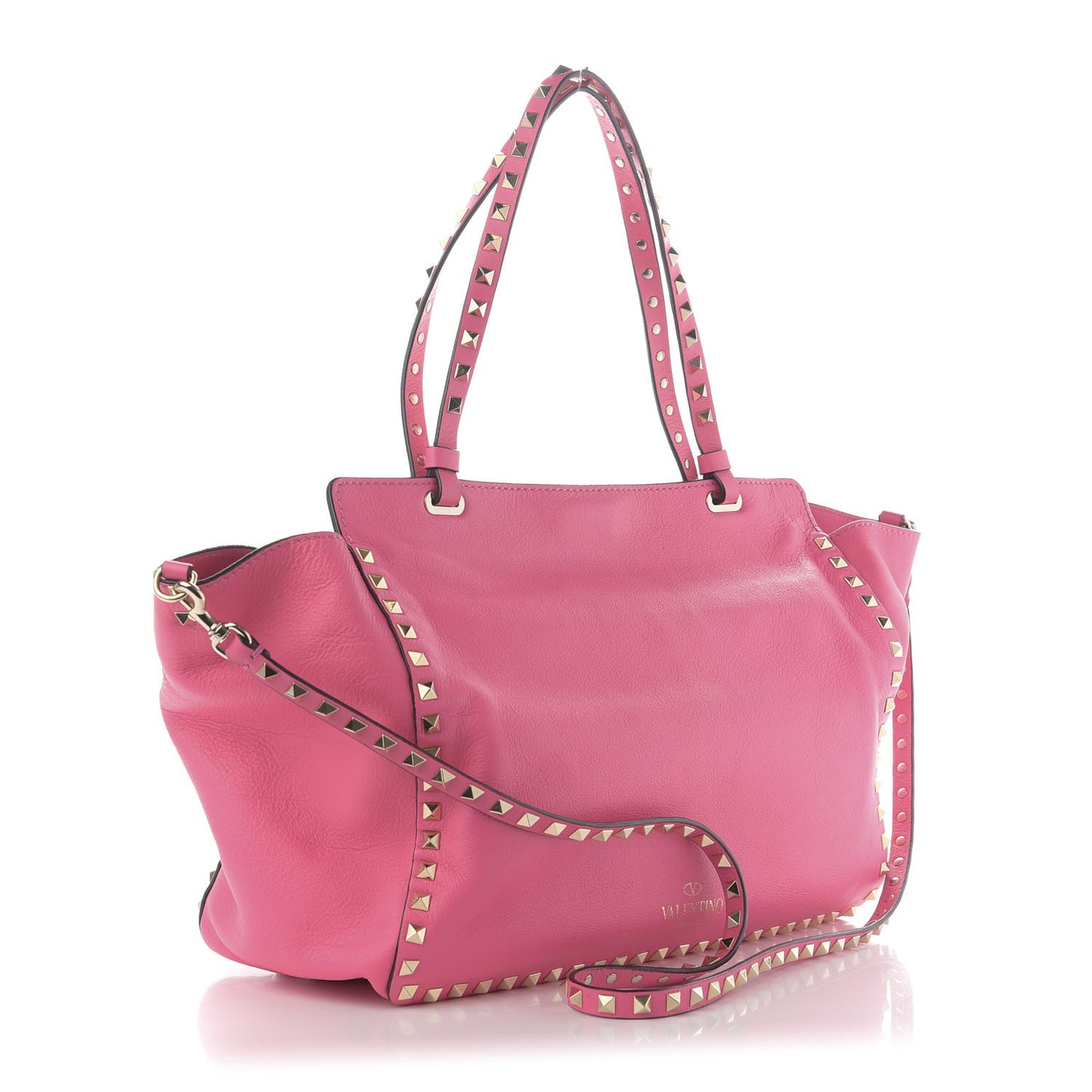 Vitello Medium Rockstud Tote Fuxia Fluo