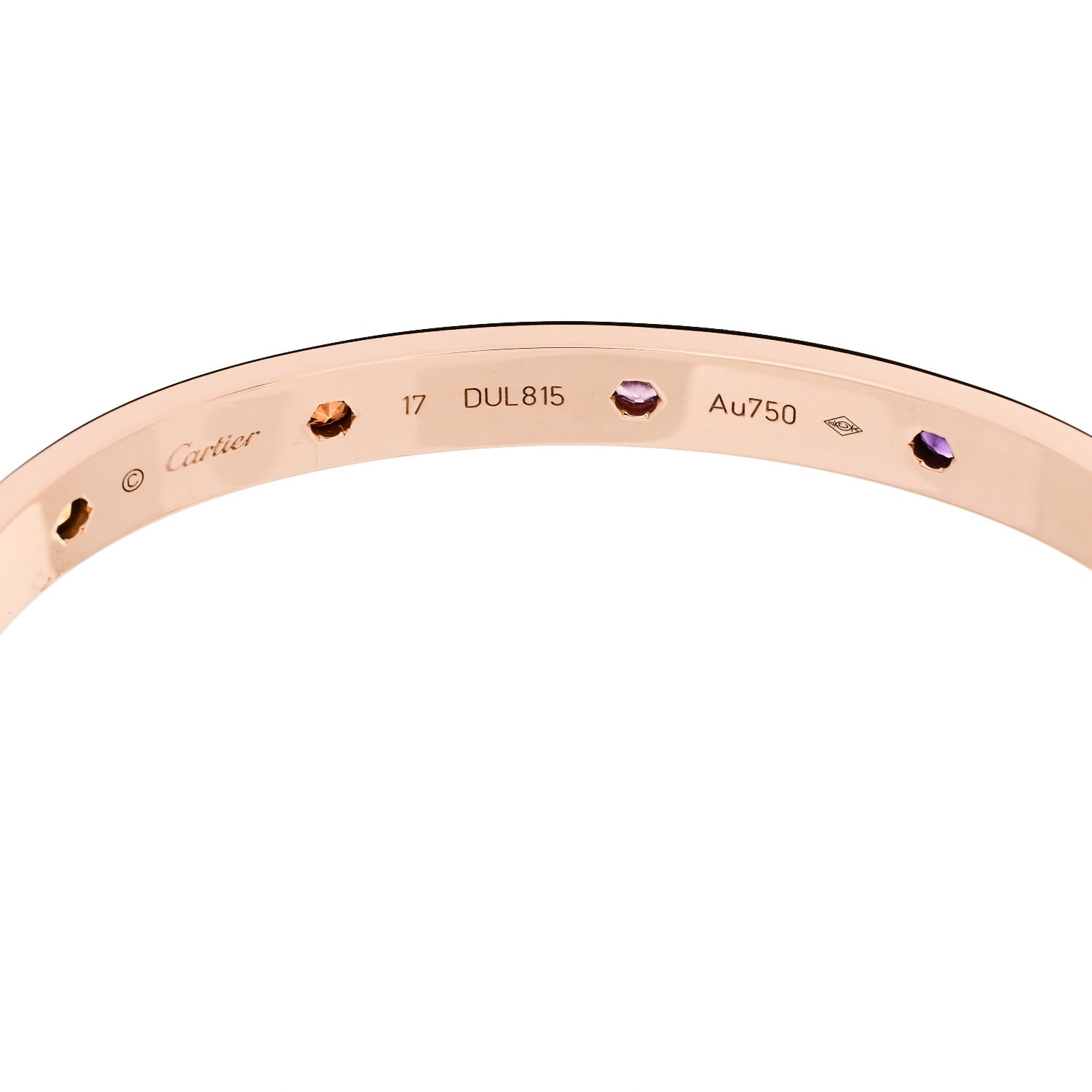 Cartier 18K Pink Gold Sapphire Garnet Amethyst LOVE Bracelet 17 6 of 9