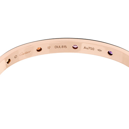 Cartier 18K Pink Gold Sapphire Garnet Amethyst LOVE Bracelet 17 6 of 9