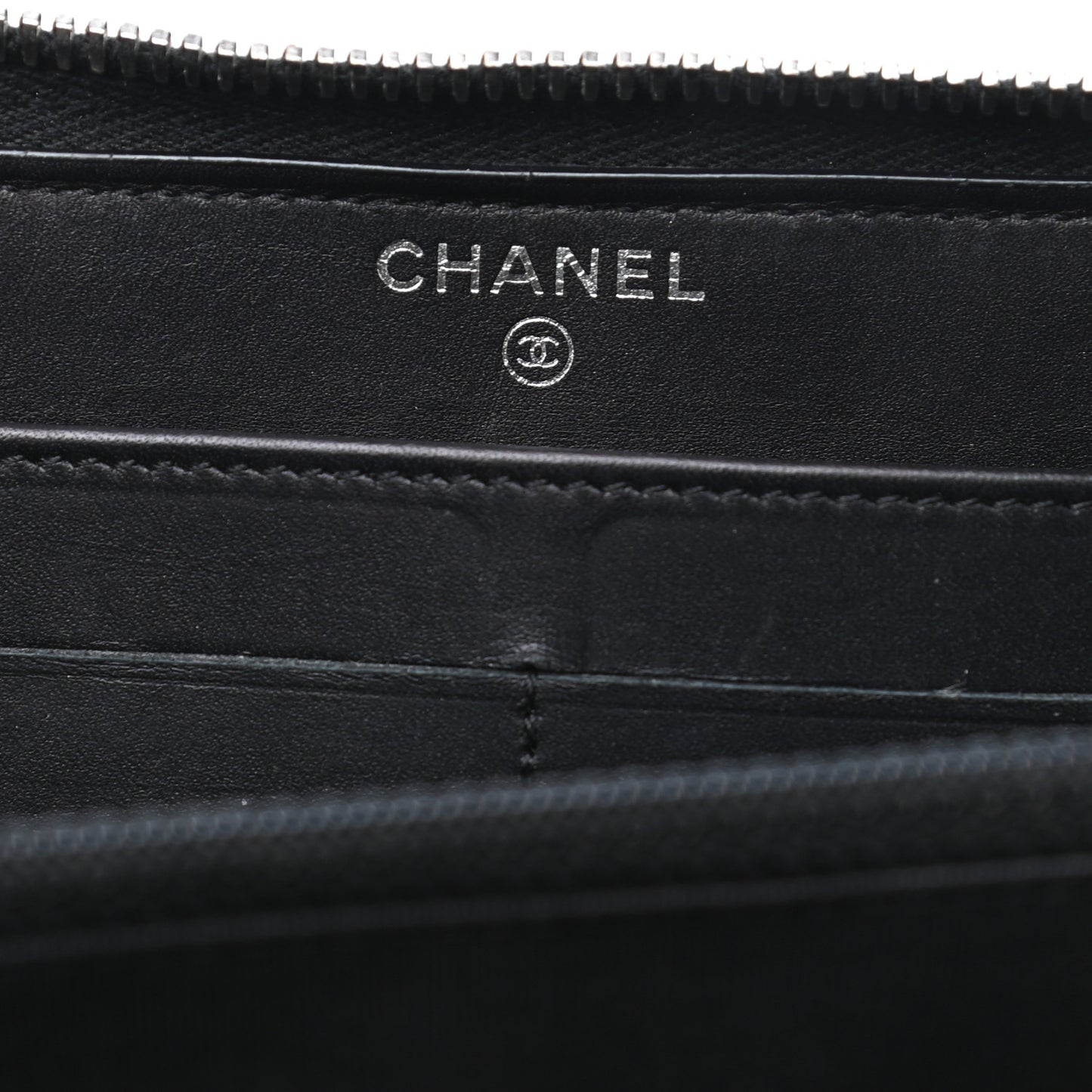 Patent Quilted Brilliant Zip Around Wallet Black