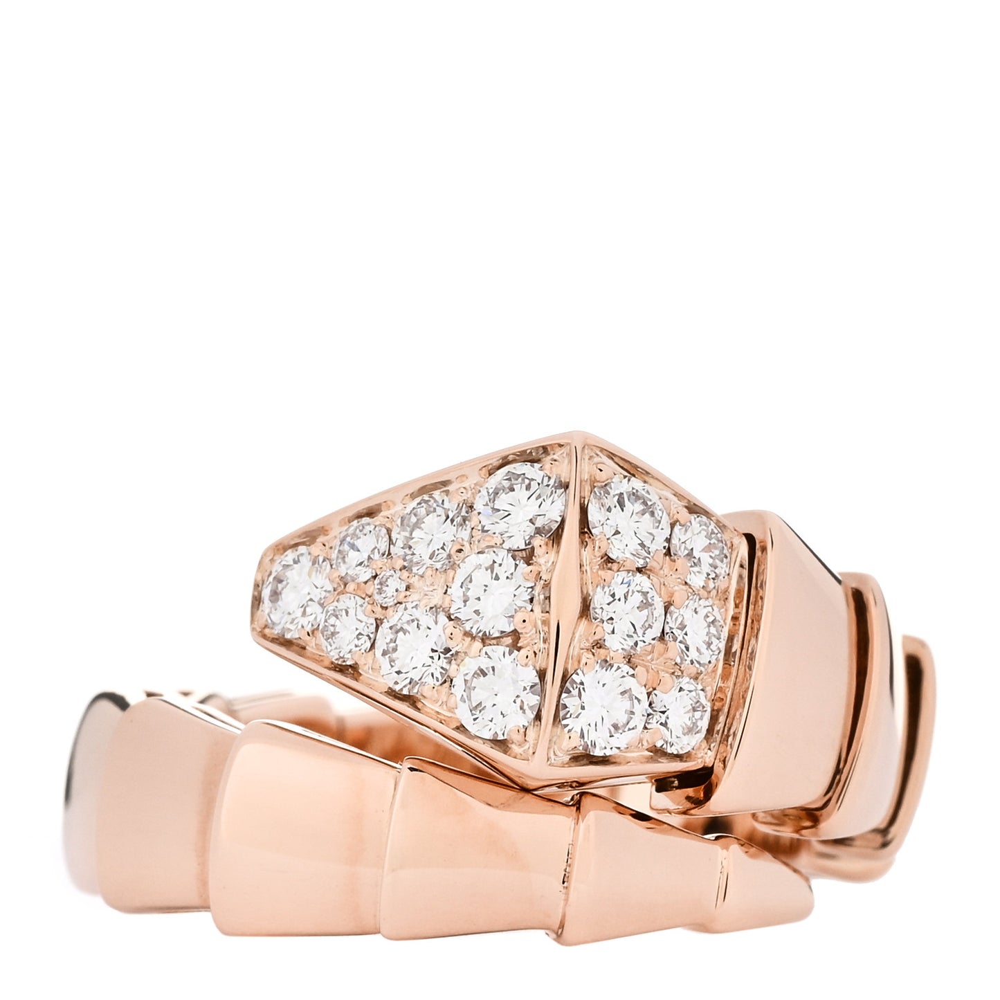 18K Rose Gold Diamond Serpenti Viper Ring S