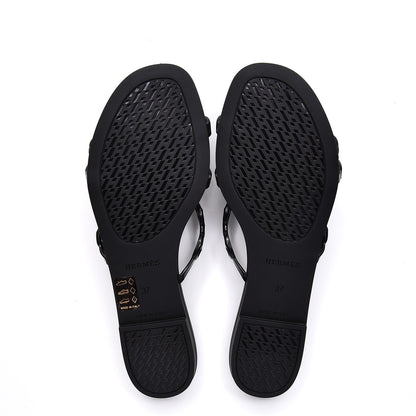 Hermes Rubber Chaine d'Ancre Rivage Sandals 37 Black 5 of 8