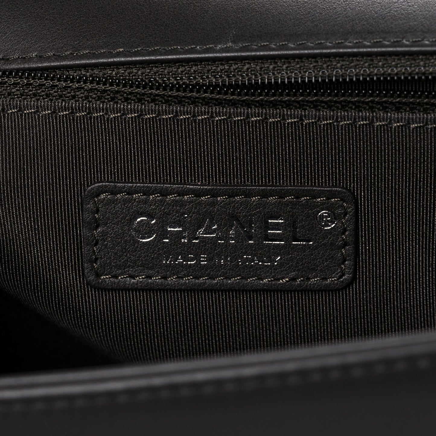 Calfskin Chevron Quilted Medium Boy Flap Black