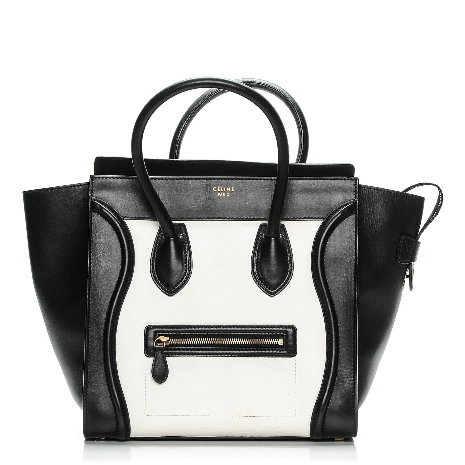 Celine Smooth Calfskin Shrunken Lambskin Mini Bi-Color Luggage Black White 1 of 9