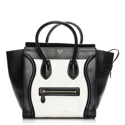 Celine Smooth Calfskin Shrunken Lambskin Mini Bi-Color Luggage Black White 1 of 9