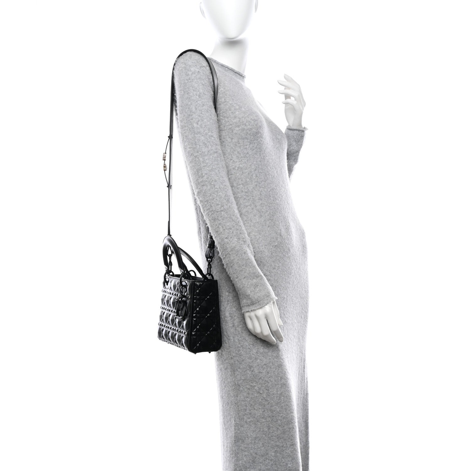 Christian Dior Calfskin Cannage Diamond Small My ABCDior Lady Dior Black 2 of 11
