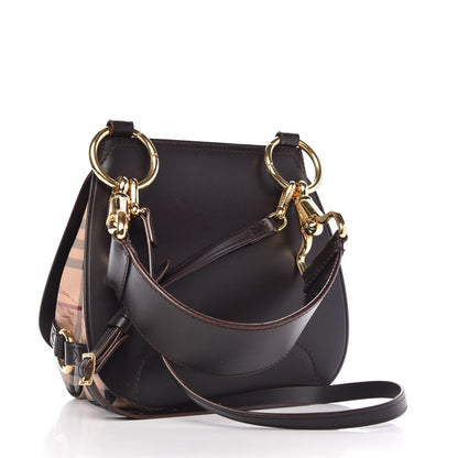 Burberry Haymarket Check Large Bridle Saddle Bag Dark Clove Brown 3 of 10