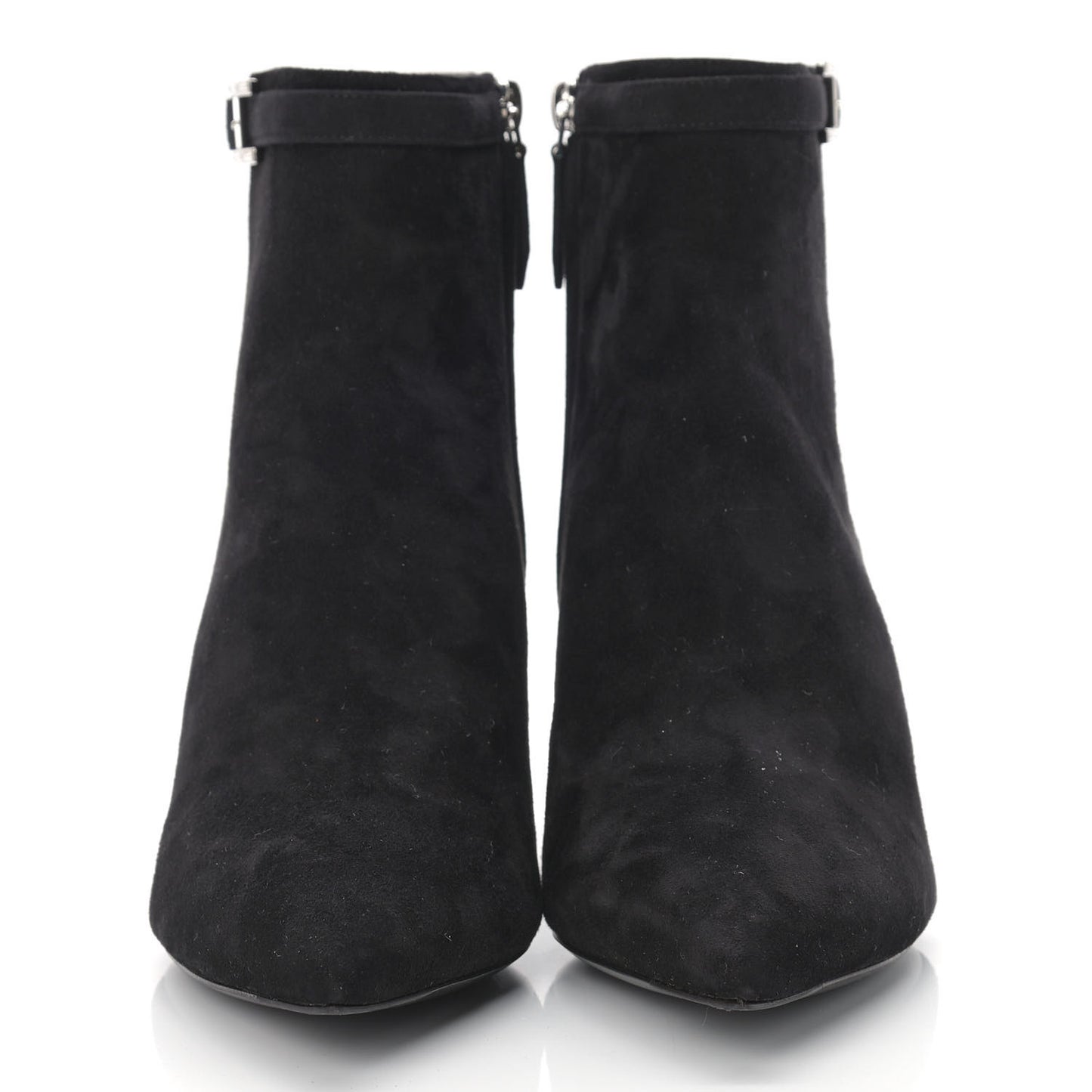 Suede Goatskin Rhinestone Blanche Ankle Boots 37.5 Black