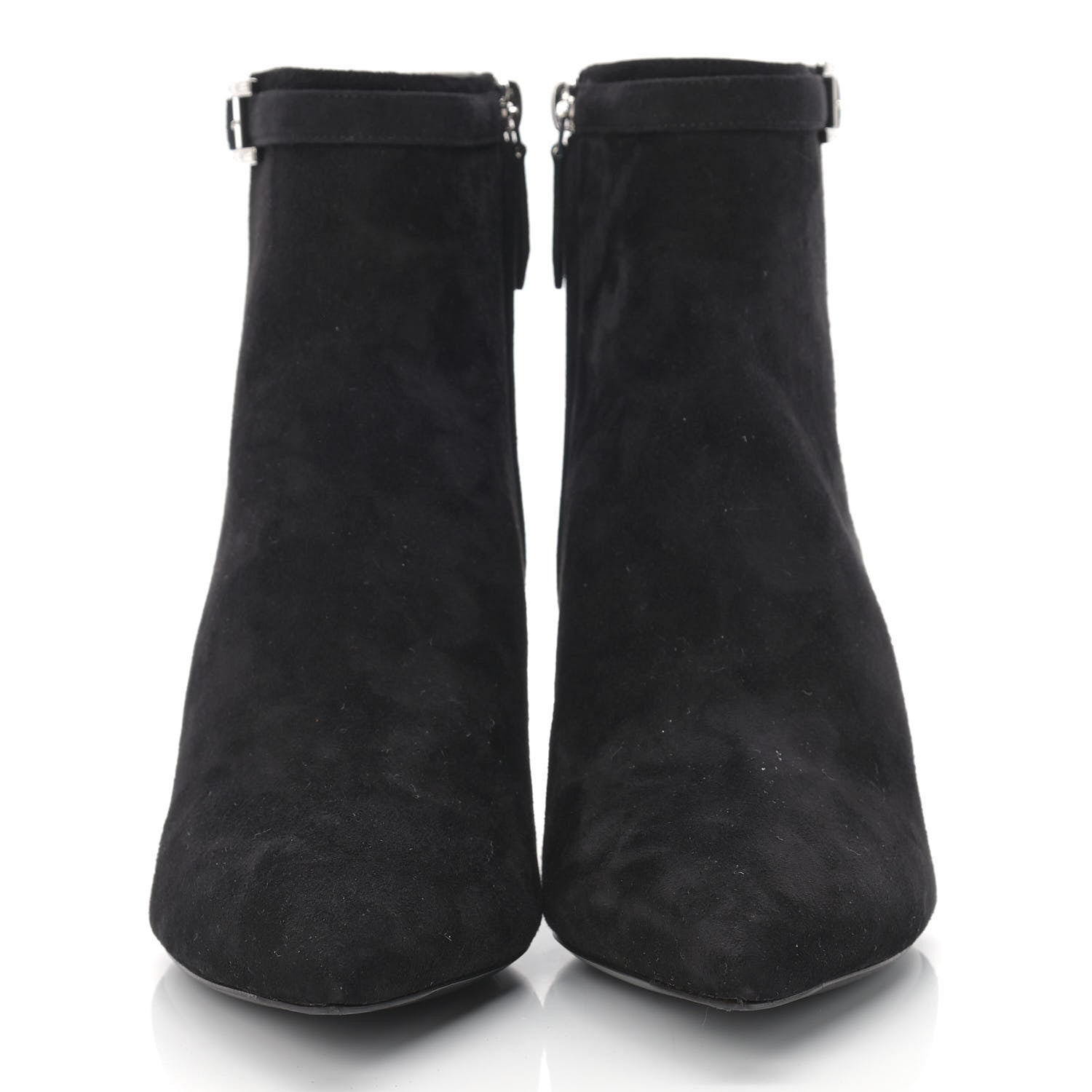 Hermes Suede Goatskin Rhinestone Blanche Ankle Boots 37.5 Black 3 of 10