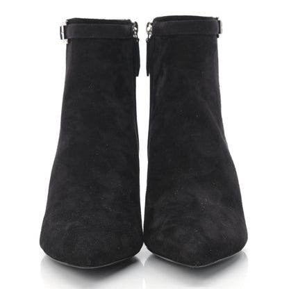 Hermes Suede Goatskin Rhinestone Blanche Ankle Boots 37.5 Black 3 of 10