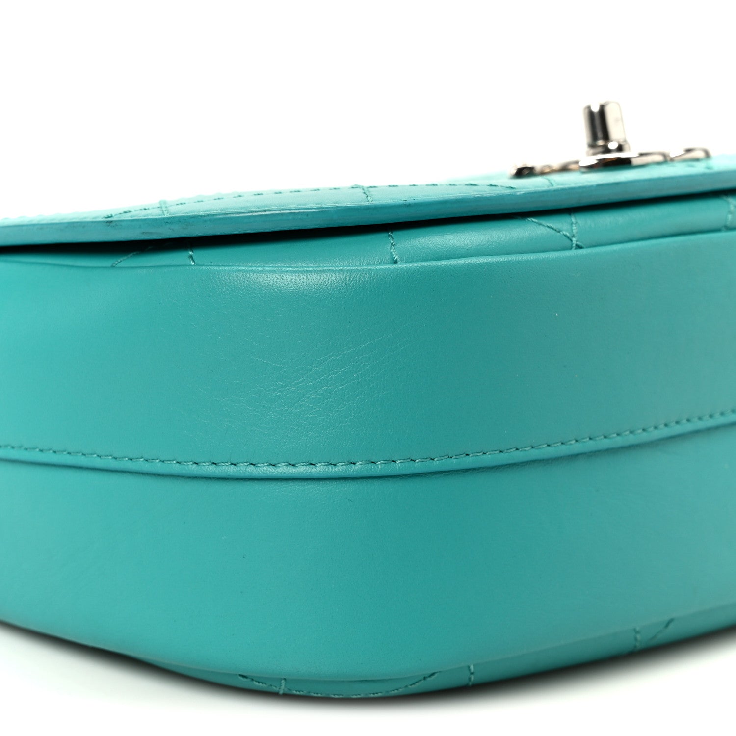 Chanel Calfskin Stitched Small Ring My Bag Flap Crossbody Turquoise 10 of 11