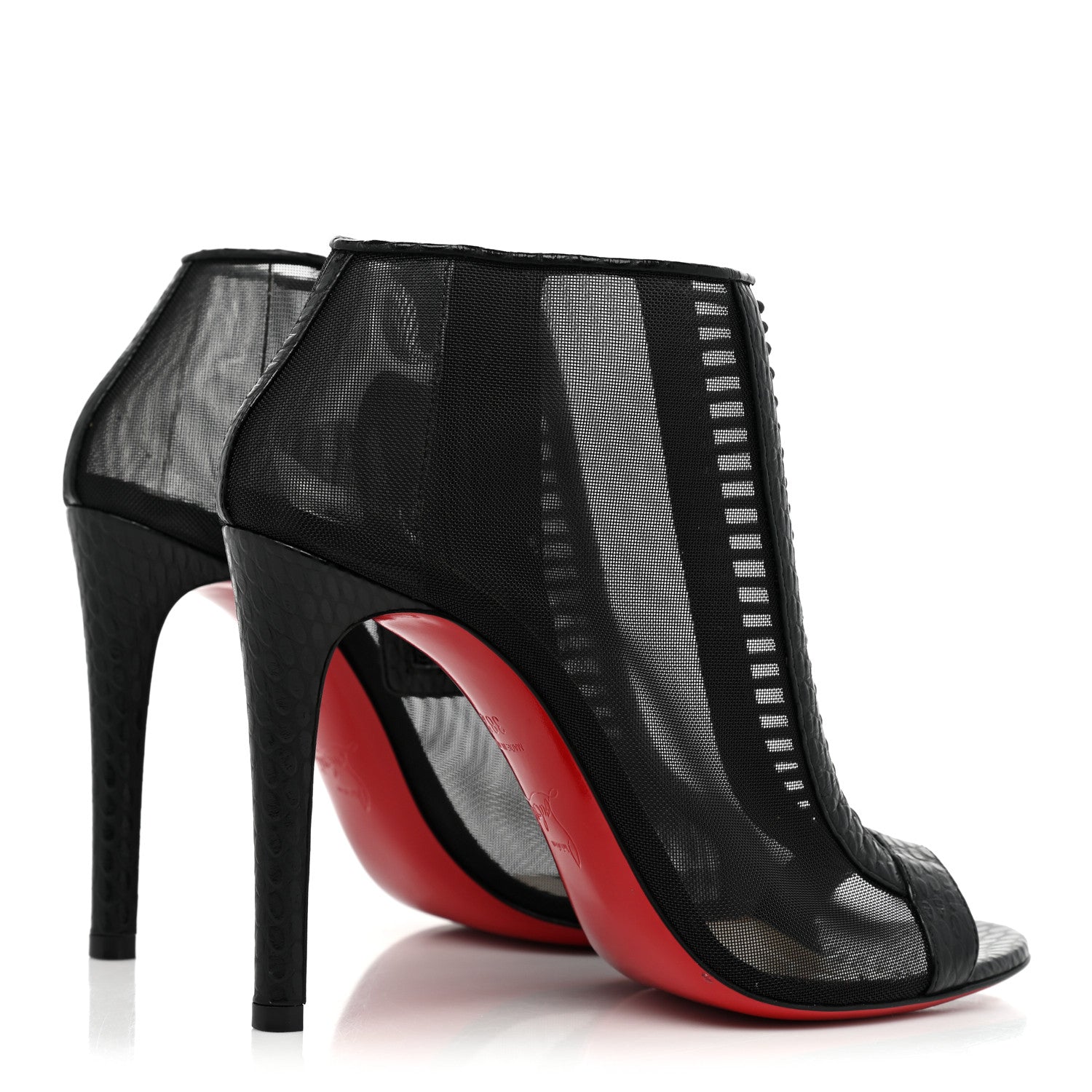 Christian Louboutin Calfskin Jurassic Rete Trouble 100 Booties 38.5 Black 4 of 10