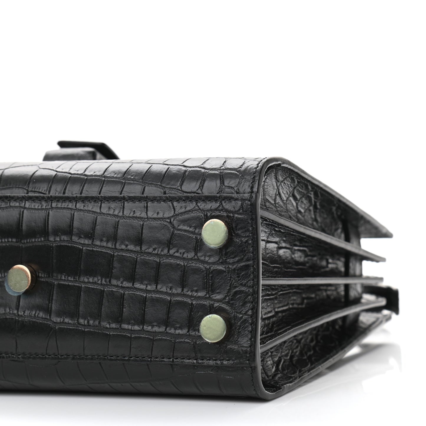 Calfskin Crocodile Embossed Nano Sac De Jour Black